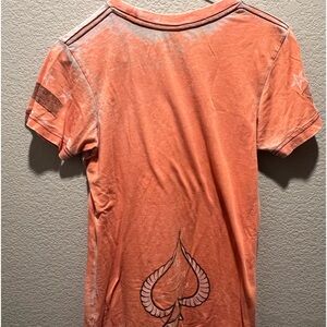 Size M Orange Affliction TShirt, distressed material look, lightly used